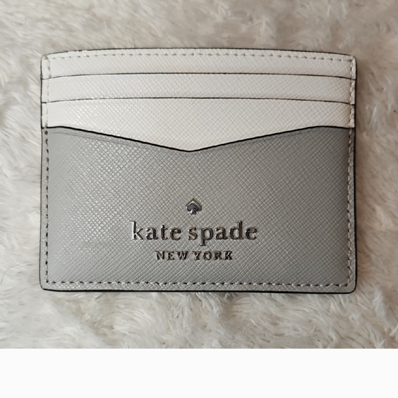 kate spade Accessories - Kate Spade Gray and White Card Holder